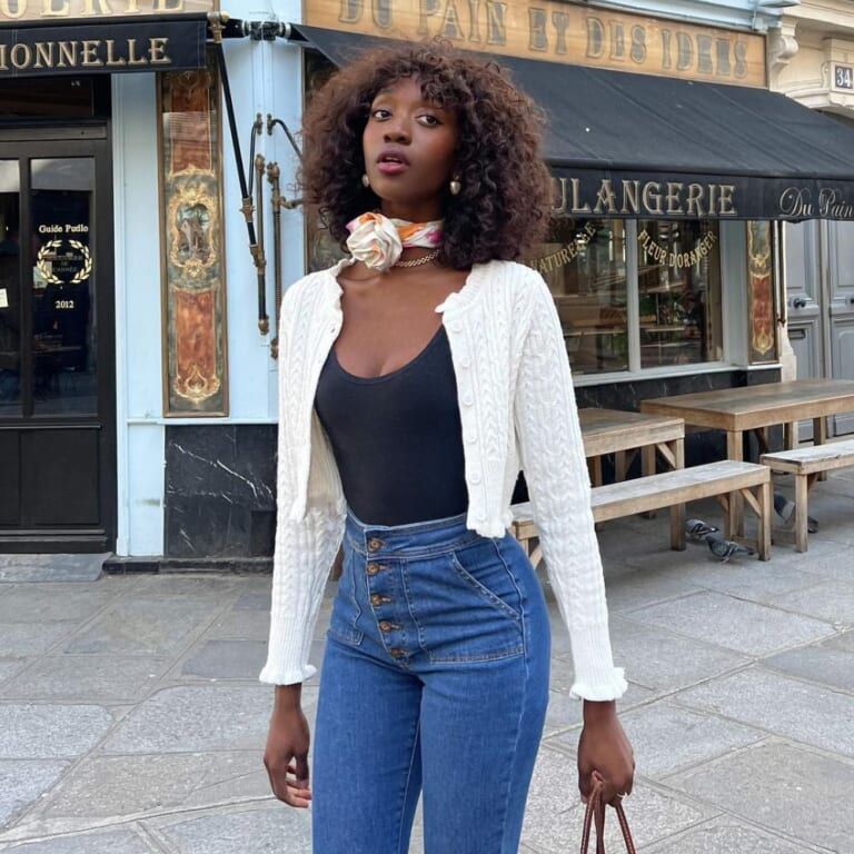 When Spring Arrives in Paris, French Women Start Wearing This Cute Top Trend With Jeans