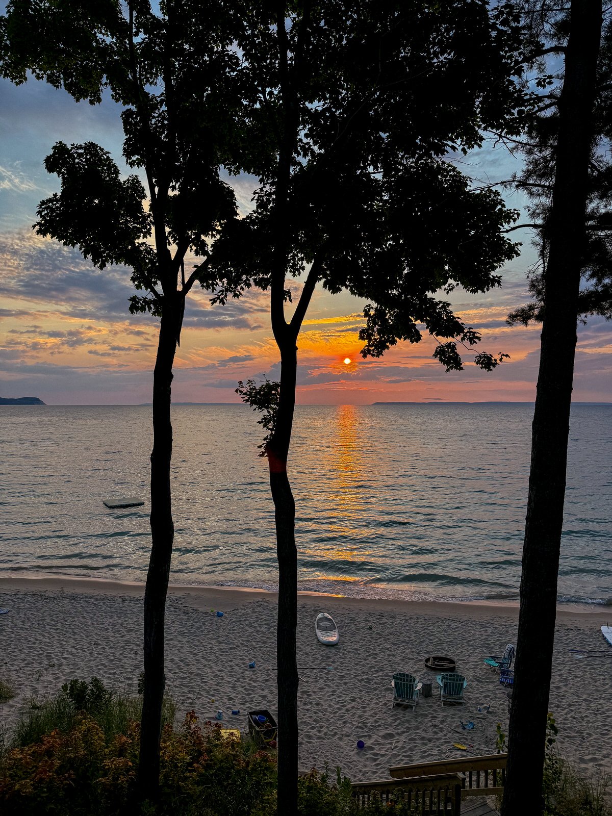 sunset on Good Harbor Bay in Northern Michigan