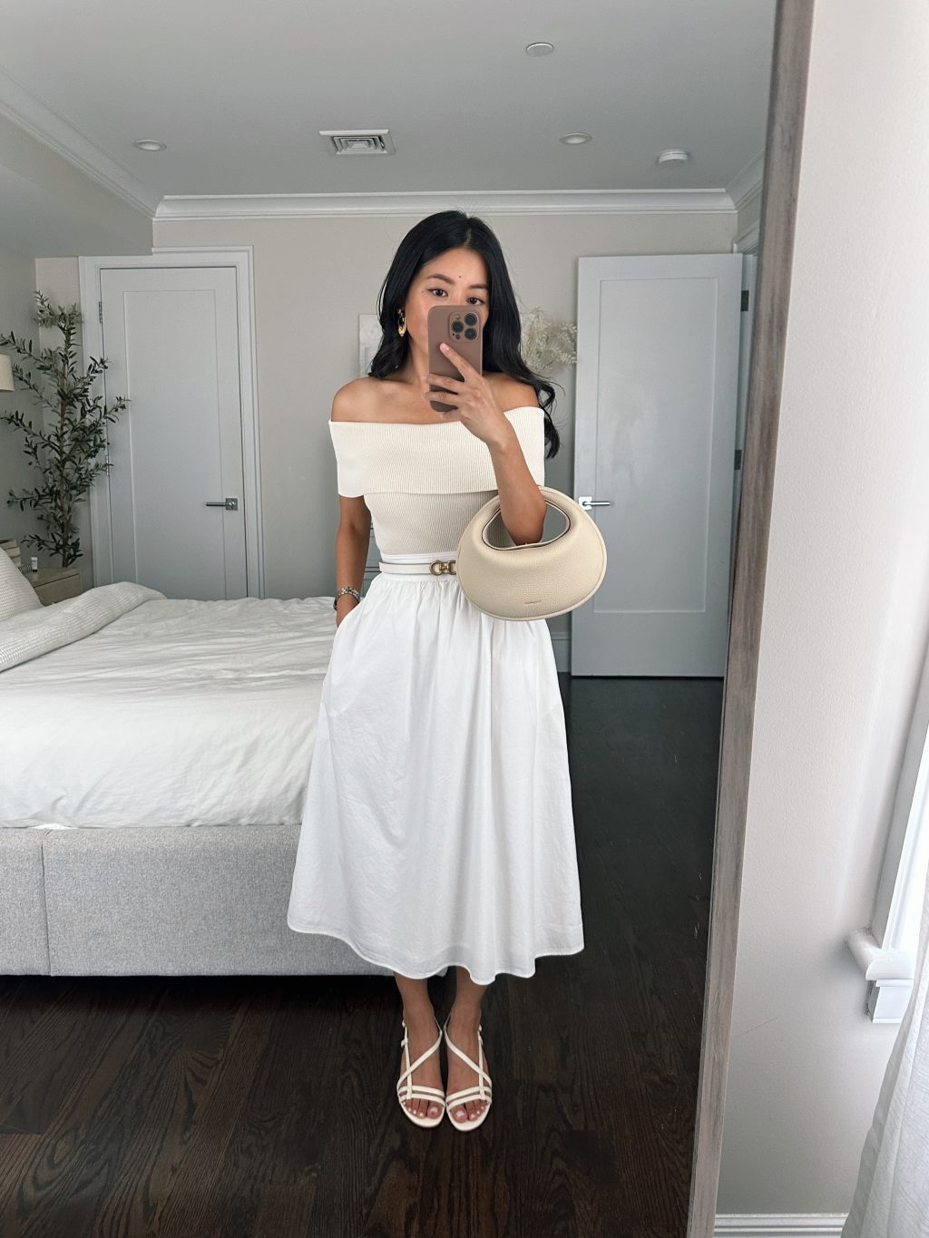 dressy petite white skirt outfits off shoulder top