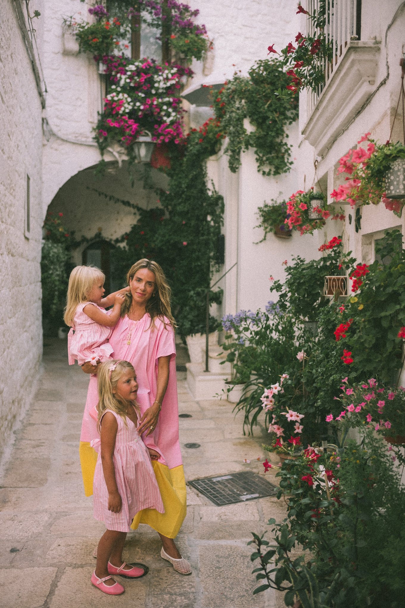 pink yellow maxi dress