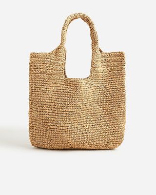 Hand-Knotted Raffia Shoulder Tote