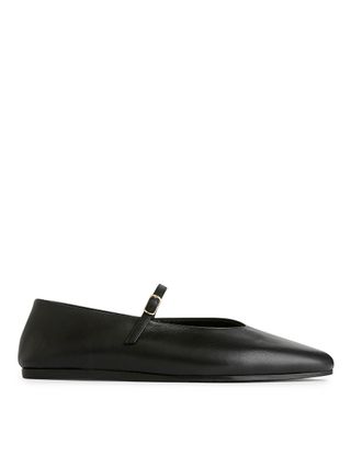 Leather Mary Jane Flats - Black - Arket Gb