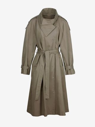 Lottie Wing Collar Trench Coat - Olive