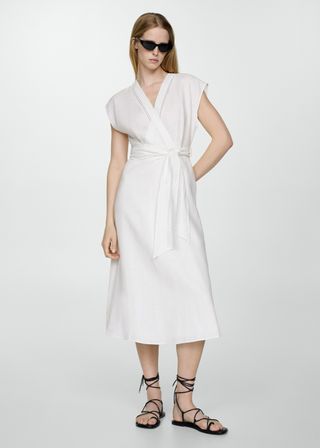 100% Linen Dress With Bow