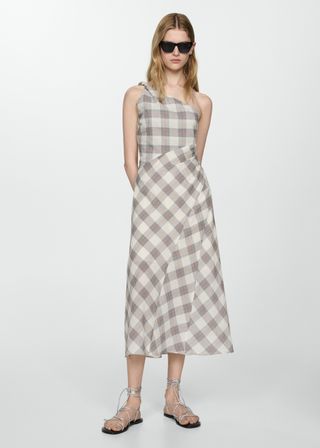 Checked Asymmetrical Dress