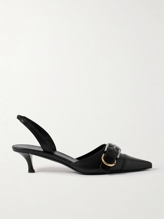 Voyou Buckled Textured-Leather Slingback Pumps