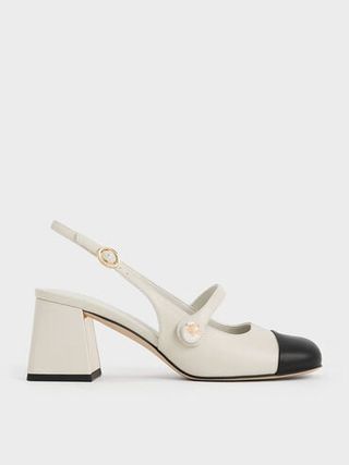 Lilana Pearl-Embellished Slingback Pumps