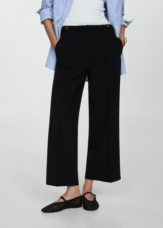 Buttons Straight-Fit Trousers