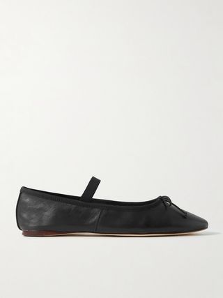 Leonie Bow-Embellished Leather Flats