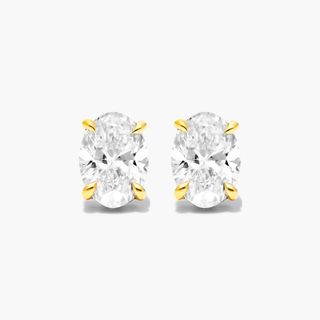 James Allen, 14K Yellow Gold Oval Shape Lab Created Diamond Stud Earrings