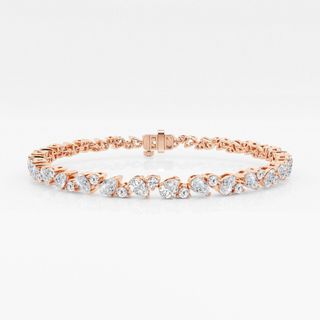 4 1/2 Ctw Round and Pear Lab Grown Diamond Alternating Fashion Bracelet - 7 Inches 14k Rose Gold, Fg, Vs2+