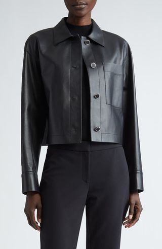 Crop Leather Shirt Jacket