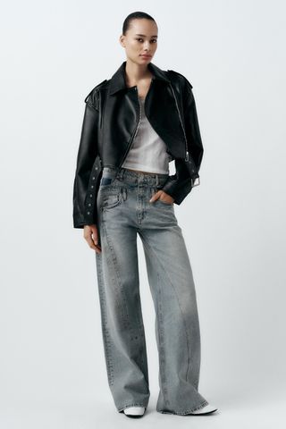 Faux Leather Crop Biker Jacket