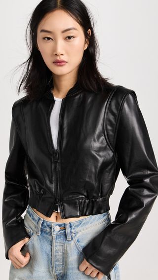 Doreen Luxe Vegan Leather Boxy Bomber Jacket