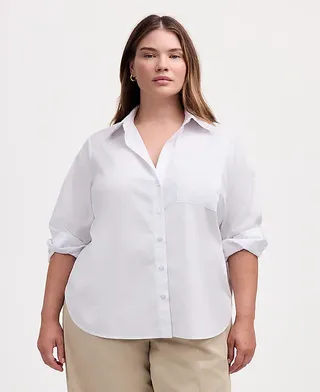 Madewell, Plus Easy Y-Neck Button-Up Shirt