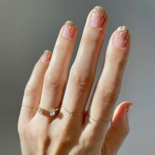 Wedding Guest Nails: Golden Glitter Nails