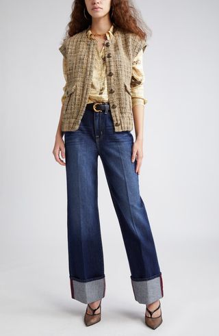 Miley High Waist Cuff Wide Leg Jeans