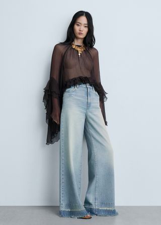 Devin Wideleg Jeans With Frayed Hem