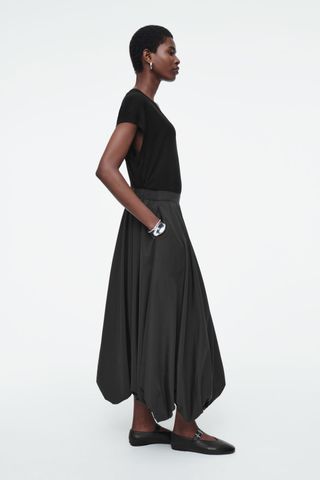 Balloon-Hem Maxi Skirt