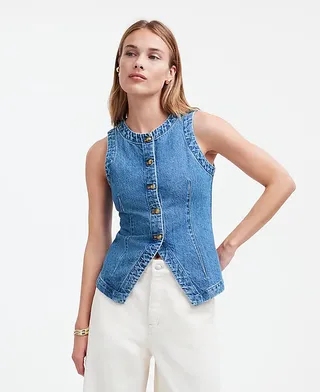 Madewell, Denim Crewneck Vest in Java Wash