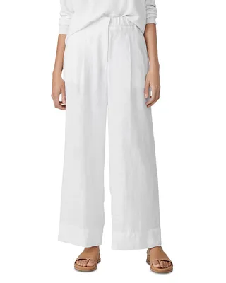 Eileen Fisher, Wide Leg Pleated Front Linen Pants