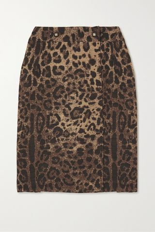 Leopard-Print Wool-Blend Jacquard Mini Skirt