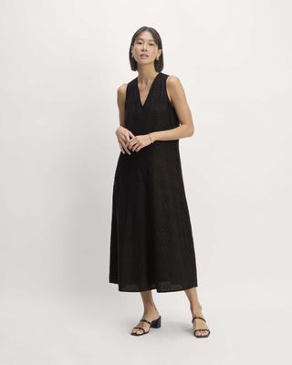 The Linen Eyelet Maxi Dress