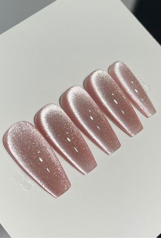 CcstrStudio, Pink Cat Eye Gel Press On Nails