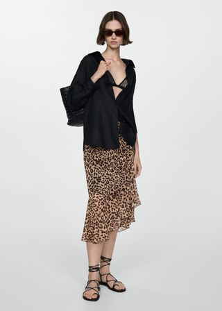 Leopard-Print Gathered Skirt