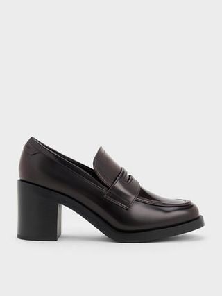 Penny Loafer Block-Heel Pumps