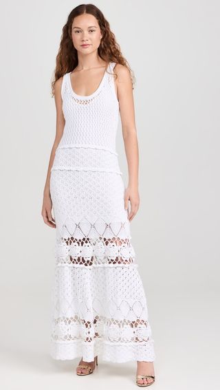 white crochet maxi dress