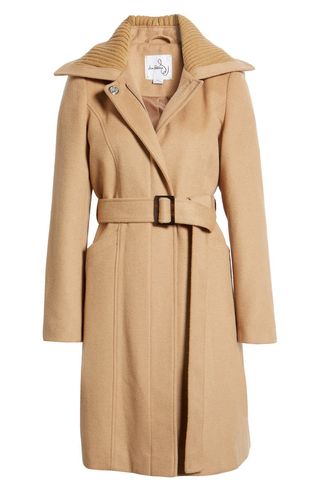 Wool Blend Rib Collar Coat