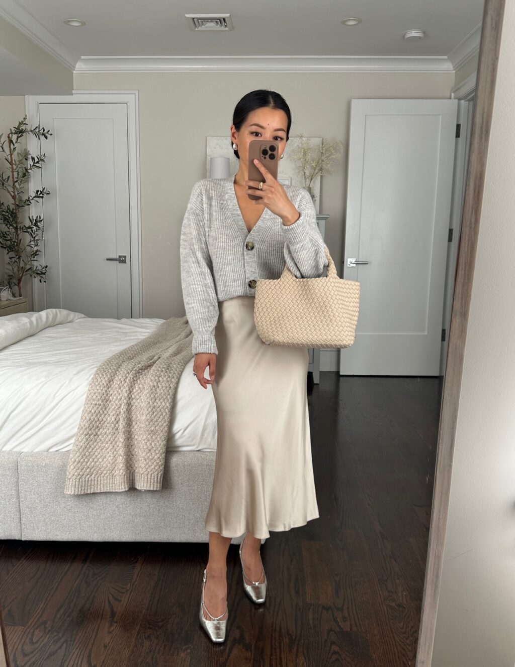 Quince sweater naghedi tote slip skirt