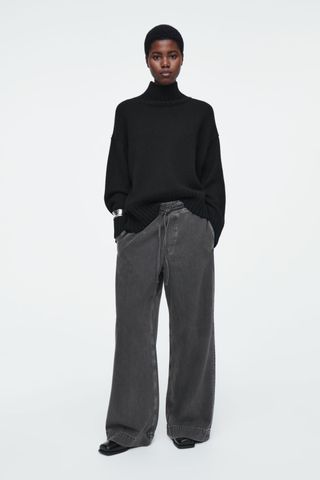 Wide-Leg Fluid Denim Pants