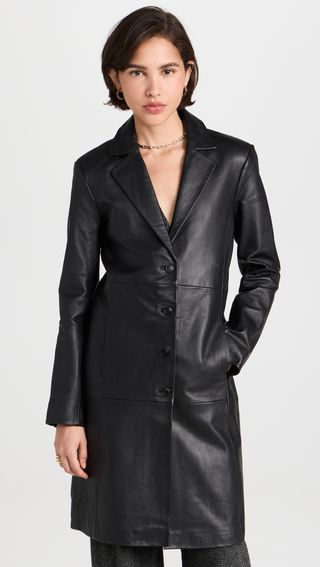 X Veda Crosby 90s Longline Leather Blazer