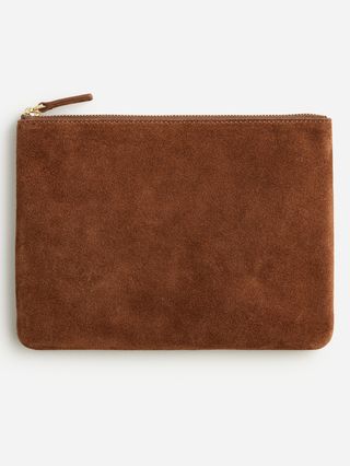 Berkeley Zipper Pouch in Leather and Suede