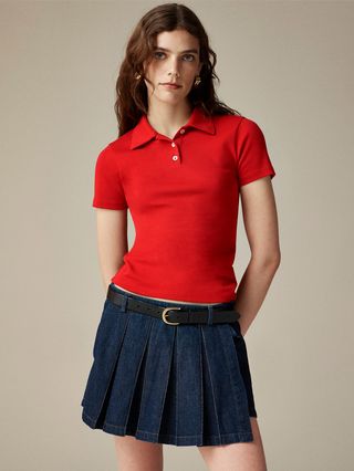 Perfect-Fit Shrunken Polo Shirt in Stripe