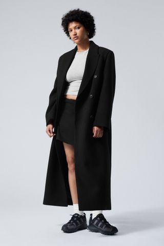 Oversized Double-Breasted Wool-Blend Coat