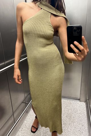 Knit Dress With Metallic Thread