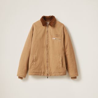 miu miu, Embroidered Garment-Dyed Gabardine Blouson Jacket