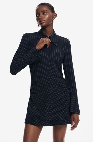 Pinstripe Long Sleeve Minidress