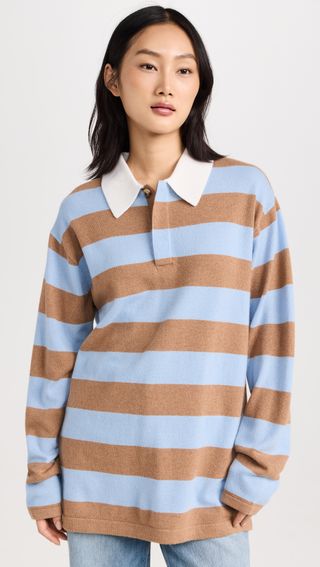 Striped Cashmere Rugby Pullover