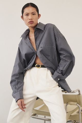 Mason Slate Stripe Oversized Shirt