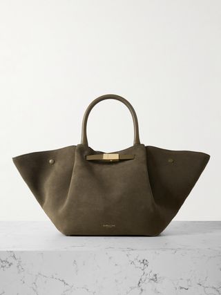 New York Leather-Trimmed Suede Tote