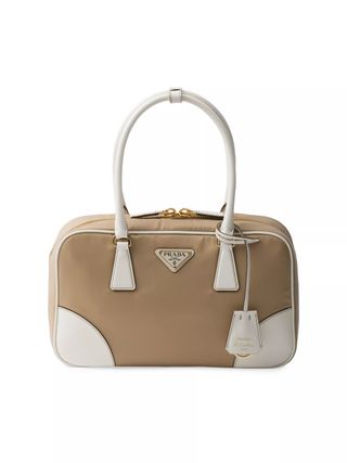 Prada, Re-Edition 1978 Medium Re-Nylon and Saffiano Leather Bag in Brown White