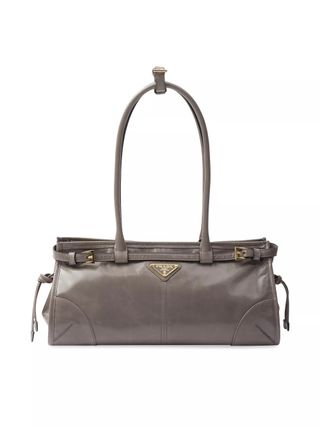 Prada, Medium Leather Top Handbag in Grey