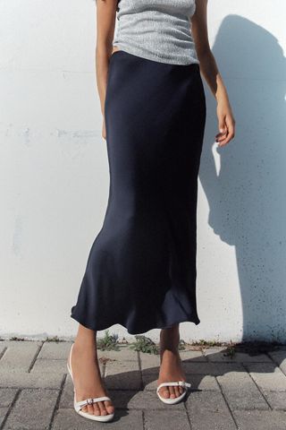 Satin Effect Midi Skirt