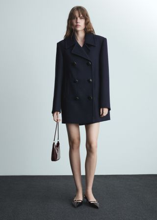 Mango Double-Breasted Wool Coat