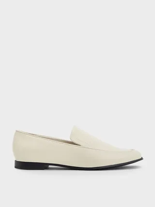 Almond-Toe Stitch-Trim Loafers