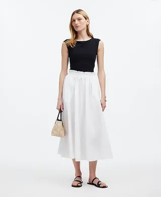 Madewell, Pull-On Paperbag Midi Skirt